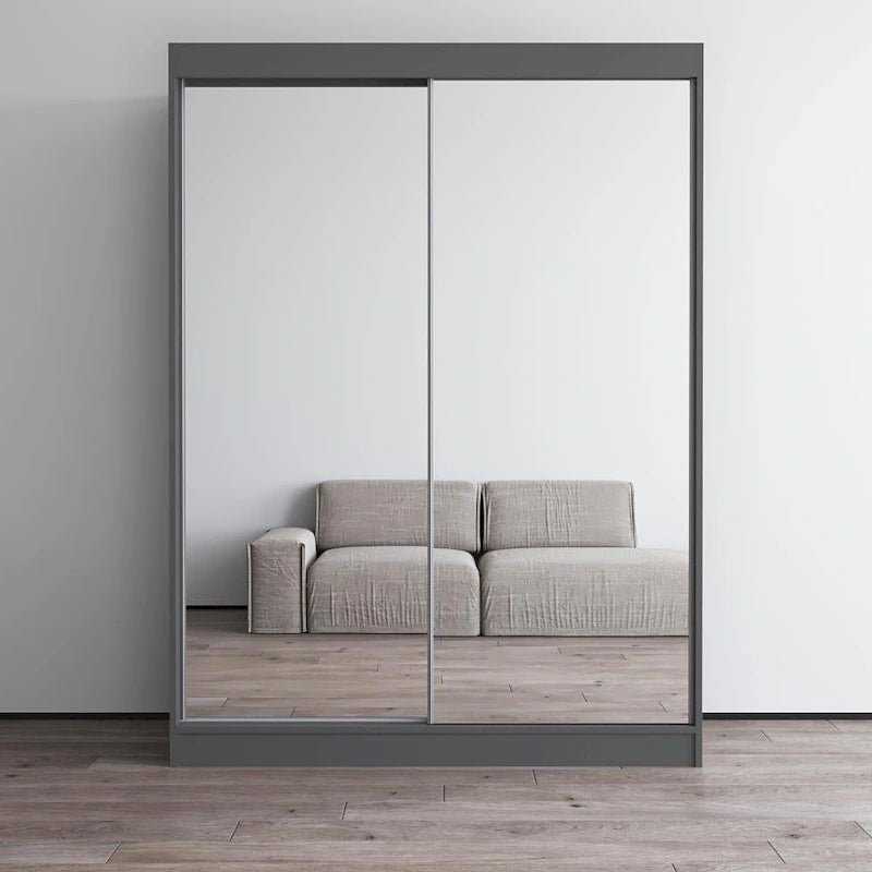 Armoire-penderie à 2 portes miroir avec finition brillante | 120 ou 150 cm de largeur