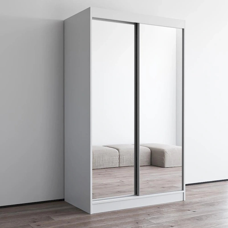 Armoire-penderie à 2 portes miroir avec finition brillante | 120 ou 150 cm de largeur