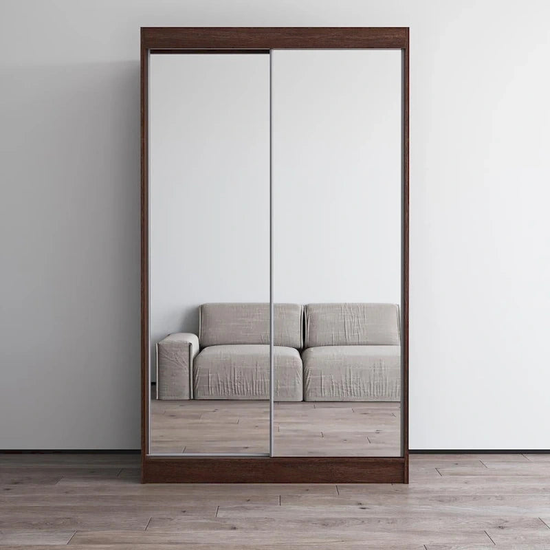 Armoire-penderie à 2 portes miroir avec finition brillante | 120 ou 150 cm de largeur