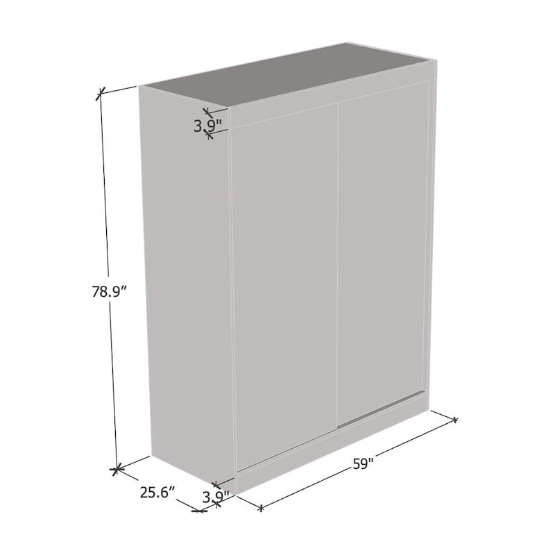 Armoire-penderie à 2 portes miroir avec finition brillante | 120 ou 150 cm de largeur
