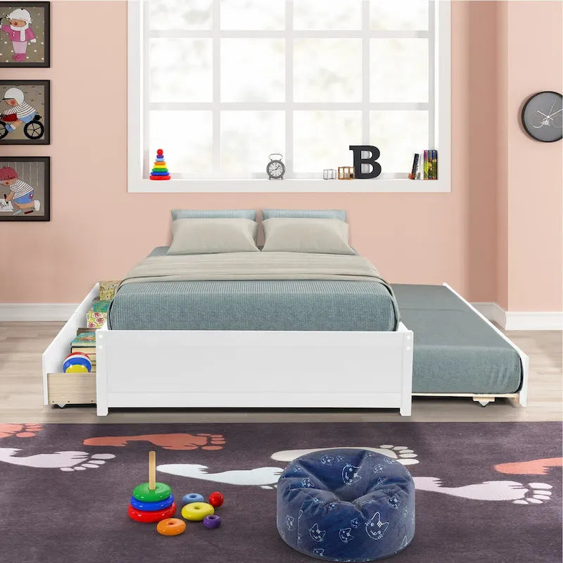 FULL Bed with Twin TRUNDLE and TWO DRAWERS