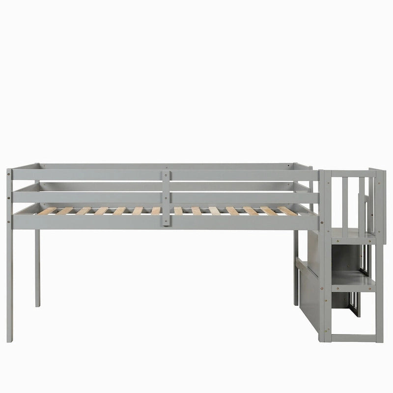 Twin Size Loft bed with staircase and Storage step