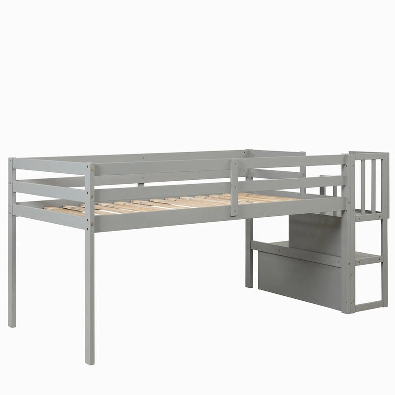 Lit mezzanine pour lits jumeaux avec escalier et rangement