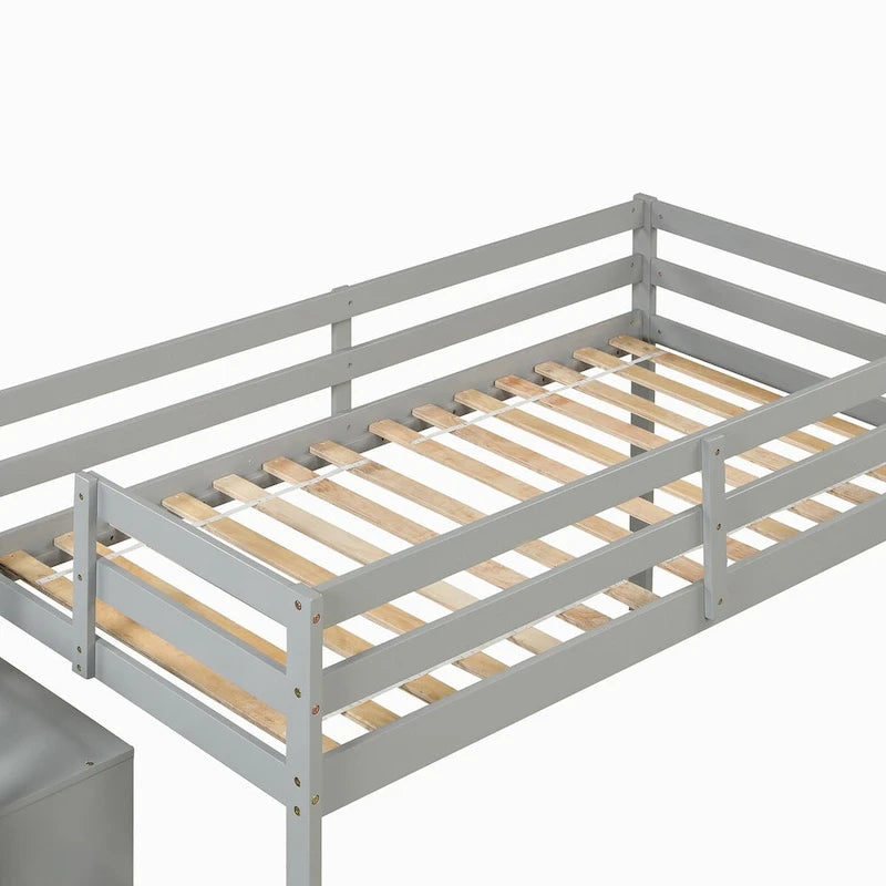 Lit mezzanine pour lits jumeaux avec escalier et rangement