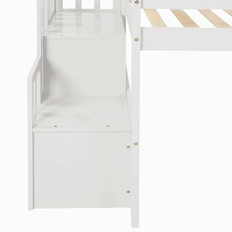 Lit mezzanine pour lits jumeaux avec escalier et rangement