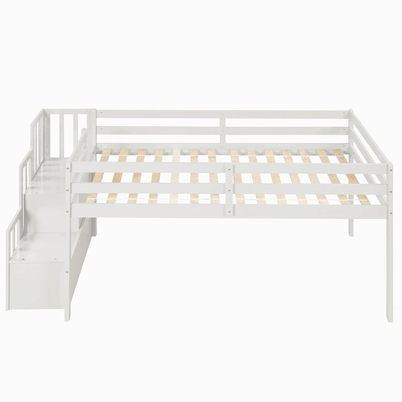 Lit mezzanine pour lits jumeaux avec escalier et rangement