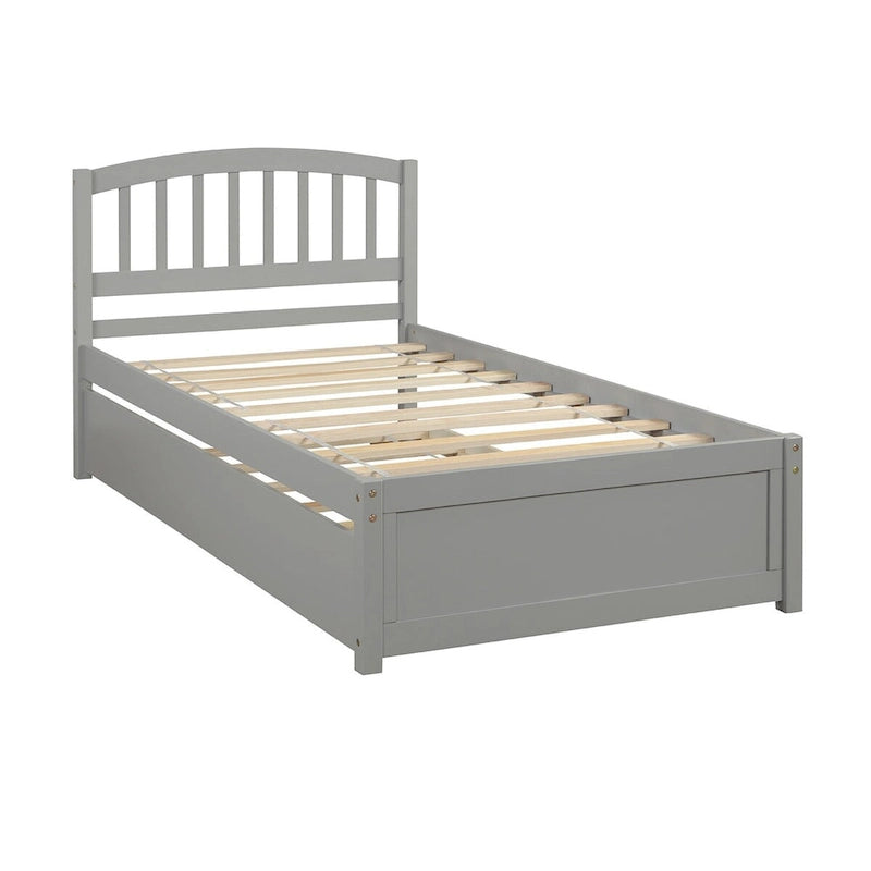Lit plateforme double en bois élégant avec lit gigogne
