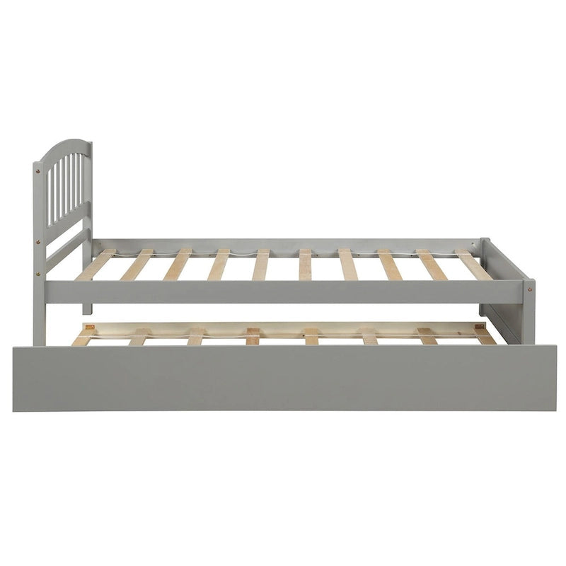 Lit plateforme double en bois élégant avec lit gigogne