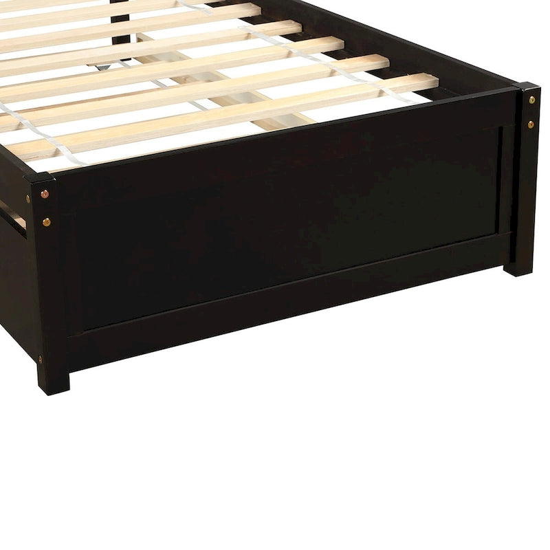 Lit plateforme double en bois élégant avec lit gigogne