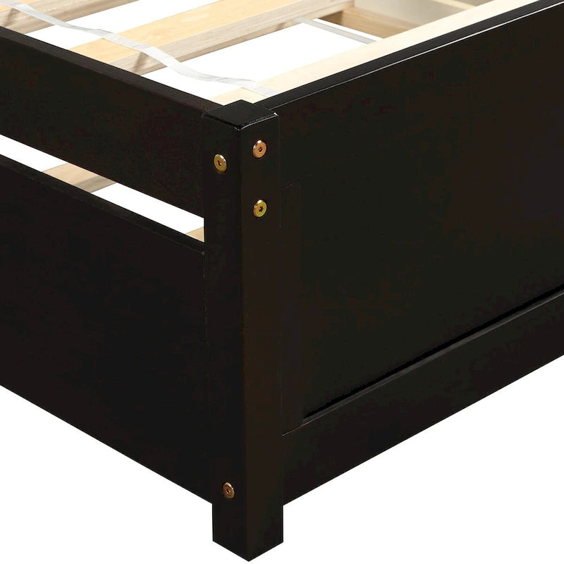 Lit plateforme double en bois élégant avec lit gigogne
