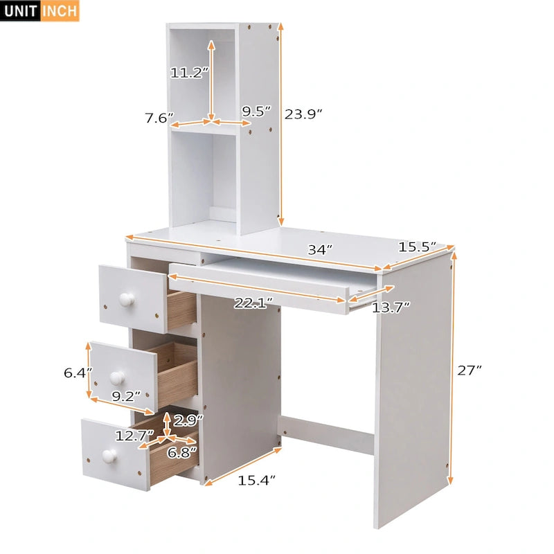 Lit mezzanine avec un lit indépendant, escalier de rangement, bureau, étagères et tiroirs