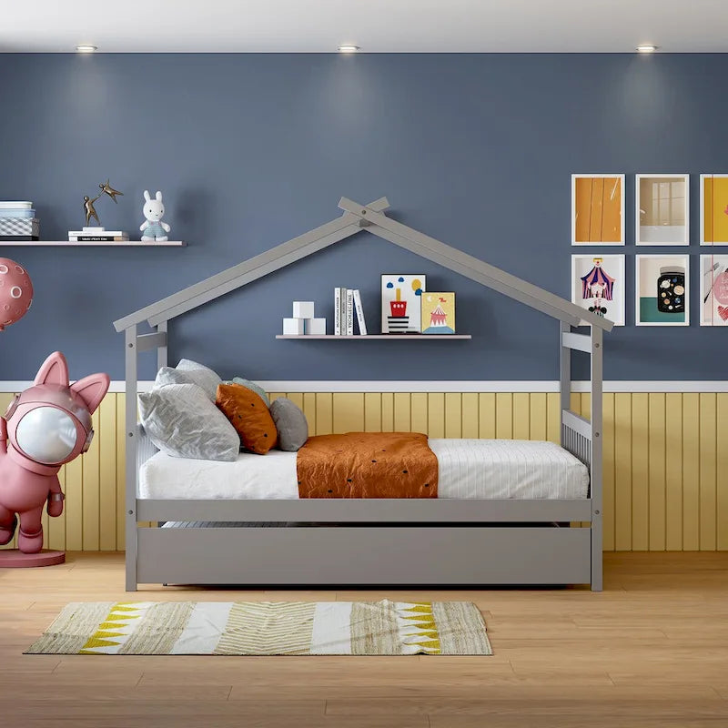 Lit de jour « Maison complète » en bois avec lit gigogne
