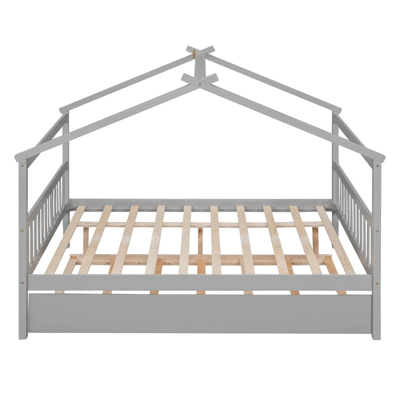 Lit de jour « Maison complète » en bois avec lit gigogne