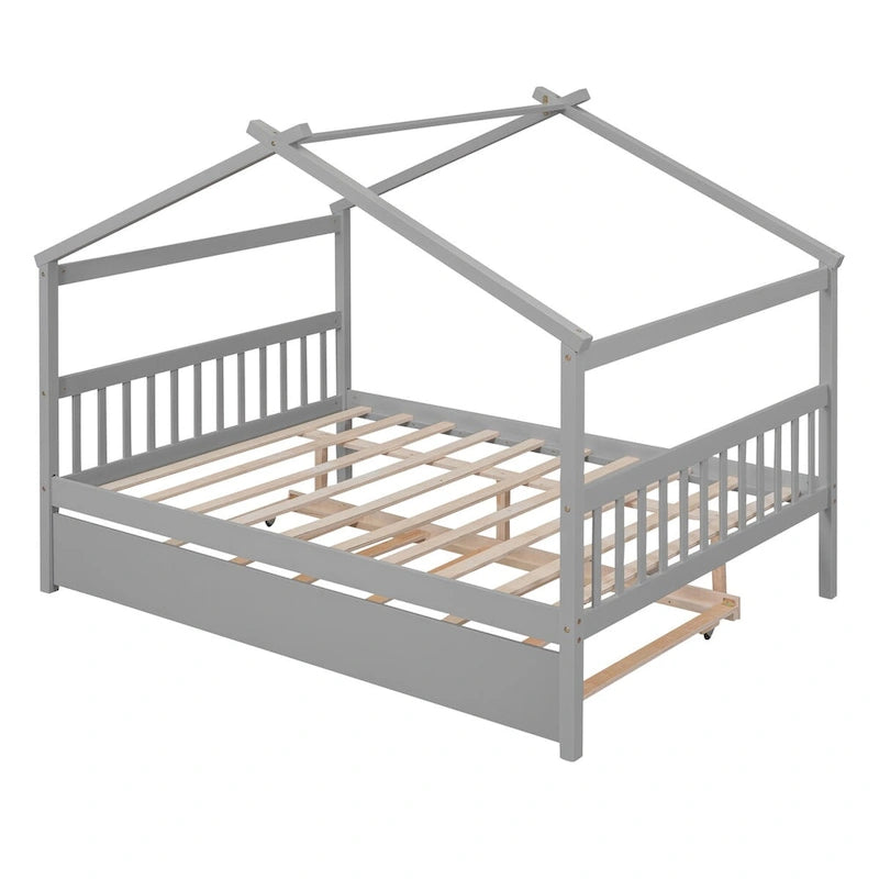Lit de jour « Maison complète » en bois avec lit gigogne