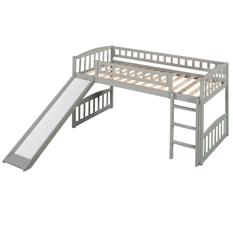 Lit mezzanine de taille double avec toboggan et échelle