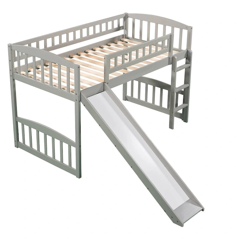 Lit mezzanine de taille double avec toboggan et échelle