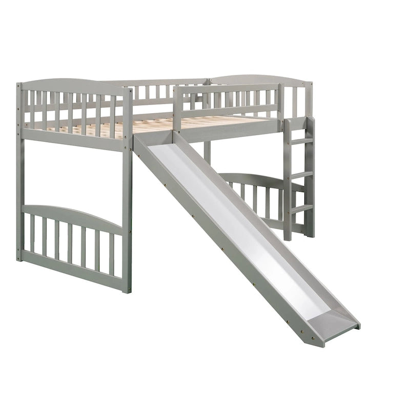 Lit mezzanine de taille double avec toboggan et échelle