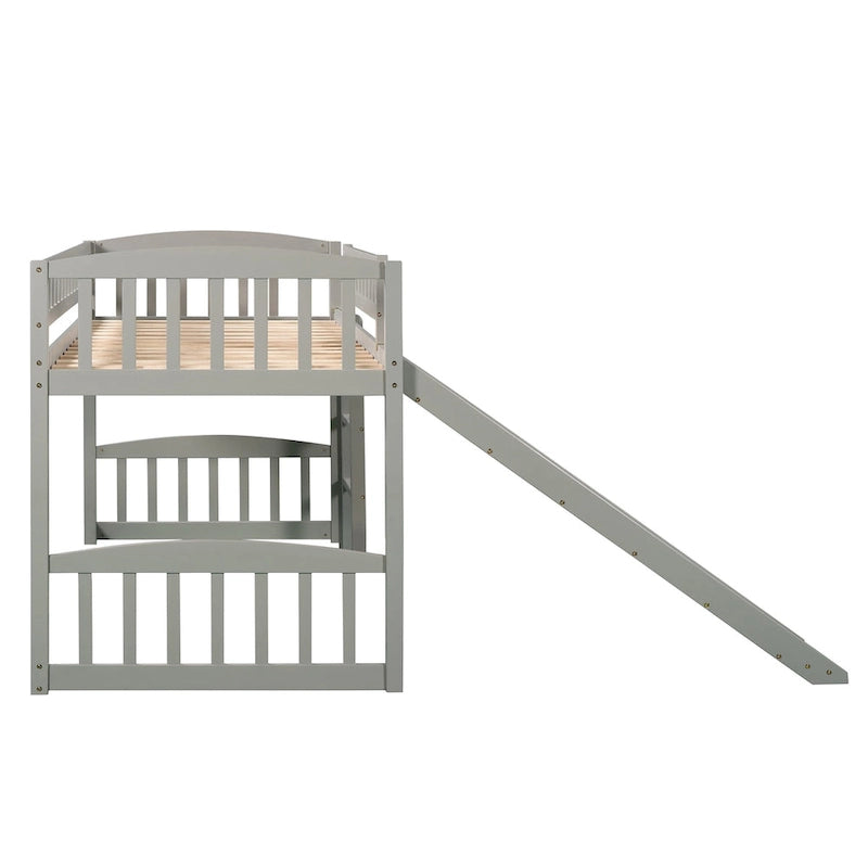 Lit mezzanine de taille double avec toboggan et échelle