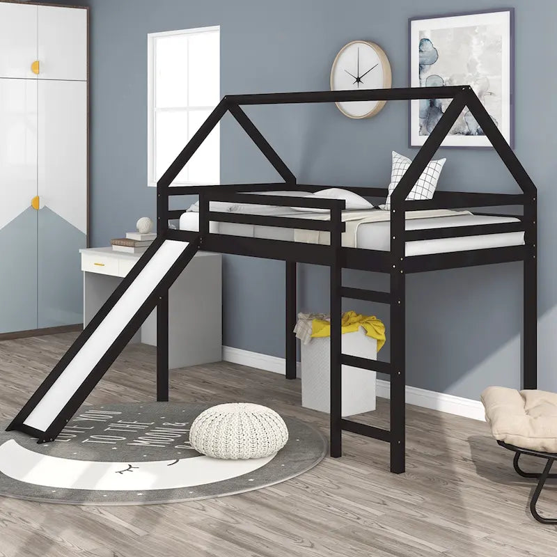 Lit mezzanine une place avec toboggan
