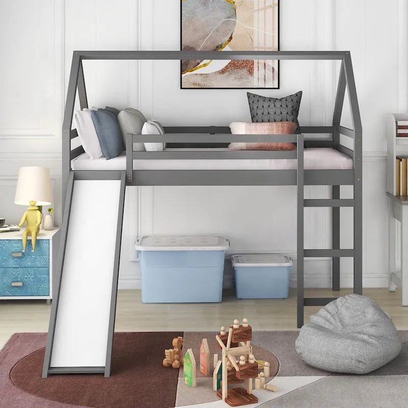 Lit mezzanine une place avec toboggan