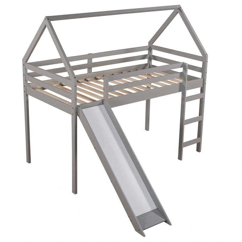 Lit mezzanine une place avec toboggan