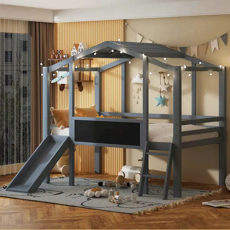 Loft Bed with Ladder and Slide
