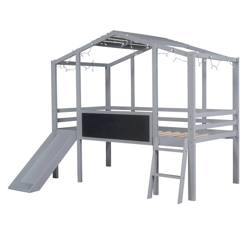 Lit mezzanine avec échelle et toboggan