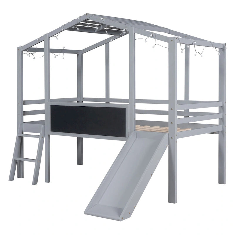 Lit mezzanine avec échelle et toboggan
