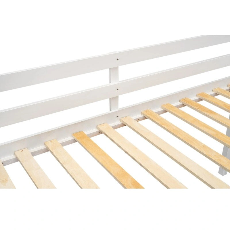 Lit mi-hauteur en bois pour jumeaux avec échelle convertible