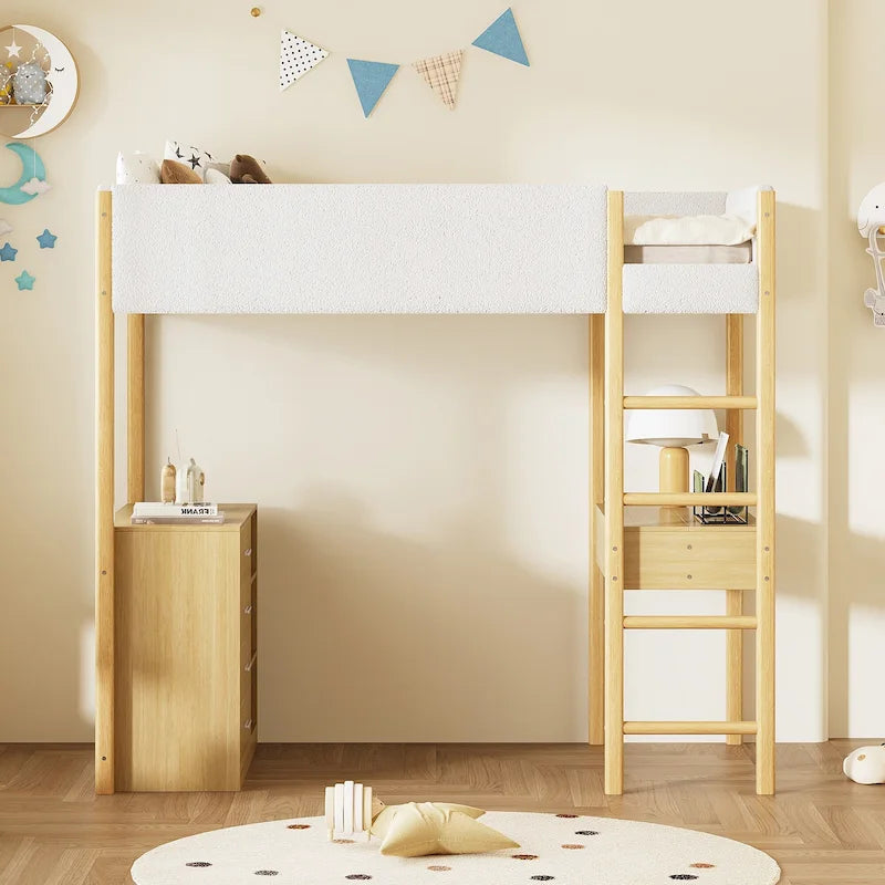 Lit mezzanine en molleton Teddy simple