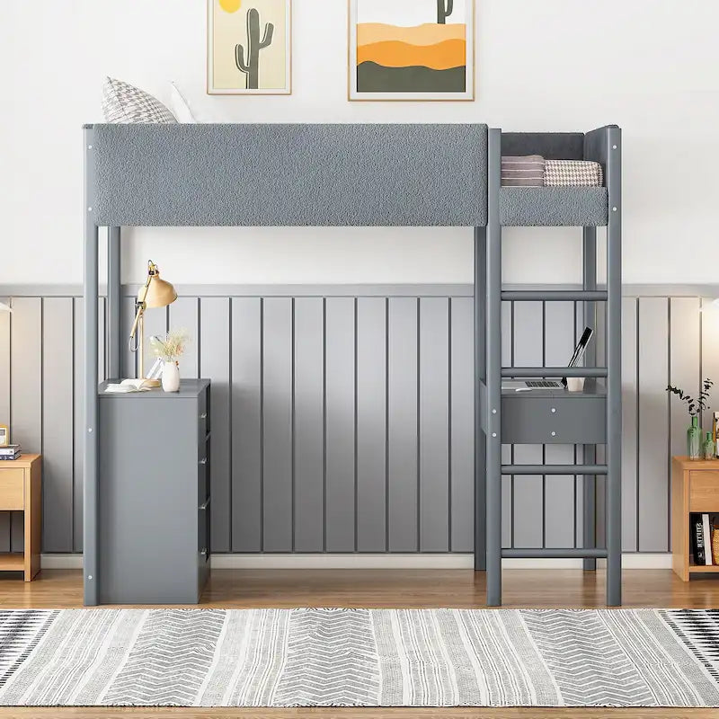 Lit mezzanine en molleton Teddy simple