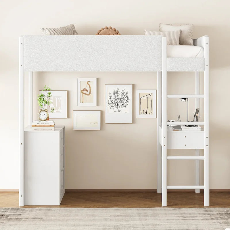 Twin Size Teddy Fleece Loft Bed