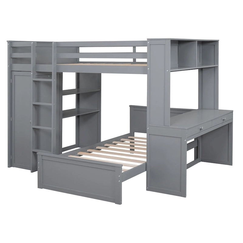 Lit mezzanine pleine grandeur avec un lit simple indépendant