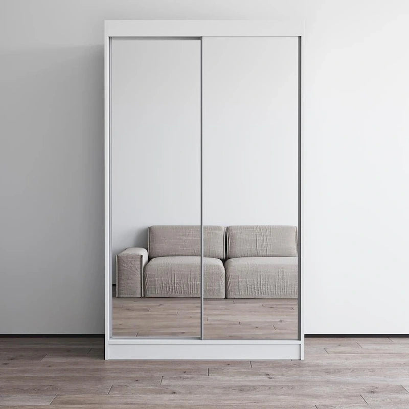Armoire-penderie à 2 portes miroir avec finition brillante | 120 ou 150 cm de largeur