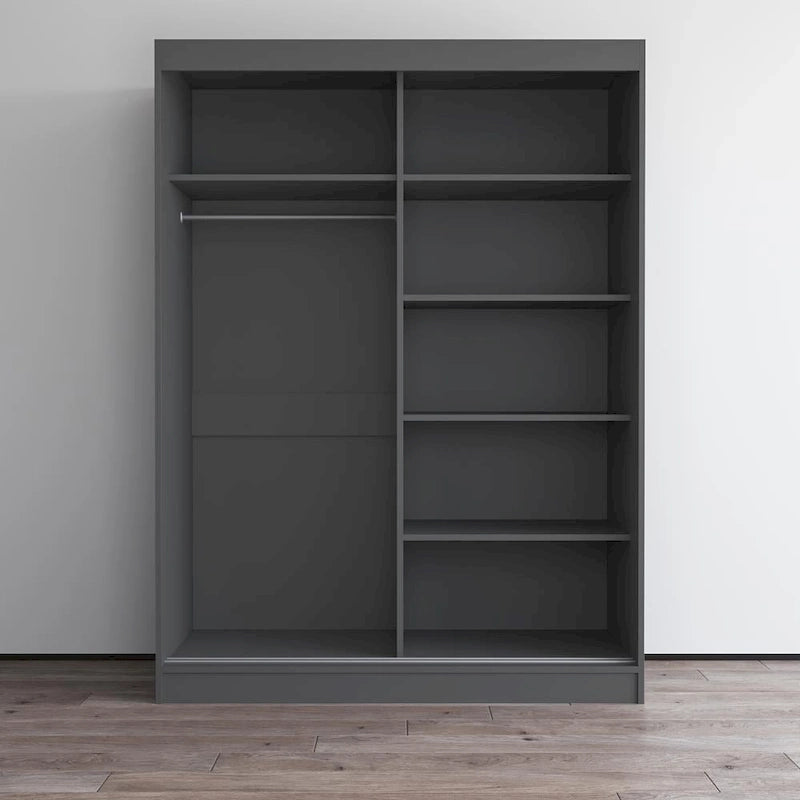 Armoire-penderie à 2 portes miroir avec finition brillante | 120 ou 150 cm de largeur